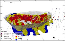 Drill hole collar locations within current conceptual open cut pit