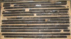 Drill core (MW-16-06) showing substantial graphite mineralisation