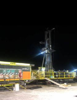 Figure 2.1: Maricunga Sonic drill rig working at night