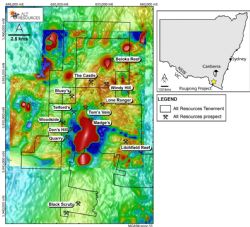 Location of the Paupong Project, NSW, showing the distribution of key prospects.