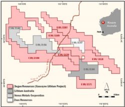 Figure 2: Gascoyne Lithium Project tenement map
