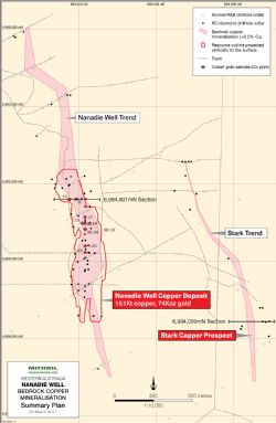 Nanadie Well Copper Deposit and drillhole locations