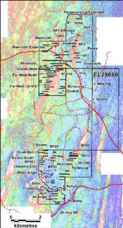 Pegmatite drill targets proximal to Grants overlain on new magnetics