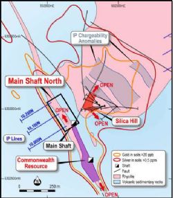 Geology and exploration results for the Silica Hill-Commonwealth area.