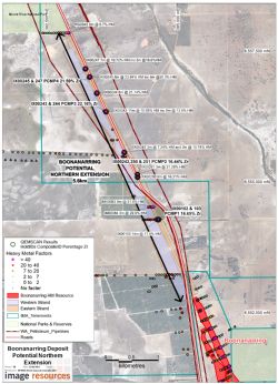 Location of Drill Holes and Composite Samples in Boonanarring Northern Extension