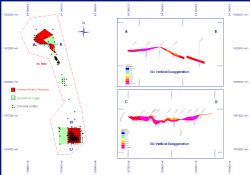Plan view of the Ardmore high-grade phosphorite unit and historical drilling across the deposit