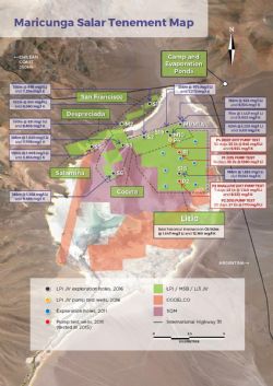Maricunga drill hole locations and summarised results