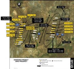 Figure 2: Location of completed DD and AC infill drill traverses over Seko Anomalies One, Two and Three.