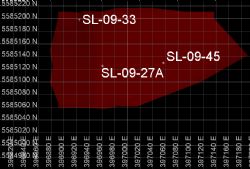 Overview showing the drill hole locations at North Aubry prospect at the Seymour Lake Lithium Project.