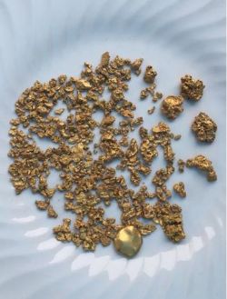 Selection of nuggets recovered by metal detecting by Great Sandy Pty Ltd (“Great Sandy”) and KS Gold Pty Ltd (“KS Gold”) at the Singer prospect, DOM’s Hill Project, E45/4722.