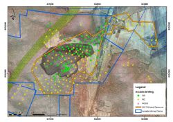 Plan showing drilling completed at Arcadia & Current Pit Shell