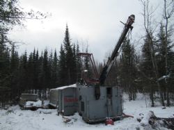 The Forages Rouillier drilling rig on drill pad for hole 17-32