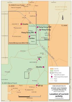 Current Exploration and drilling Pegmatite Prospects Bynoe and Finniss Lithium Projects, near Darwin in the NT.