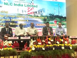 Left to Right: Dr V Sekar,, HIL Director Finance; P.S.R.K. Shastry, Northern Coalfields Director Finance; Sarat Kumar Acharya, CMD NLC; Rakesh Kumar, Director Finance NLC; Glenn Fozard, Chairman ECT