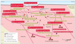Interpreted long-section of Grants Spodumene Pegmatite and drill intersections to date, Finniss Lithium Project, NT
