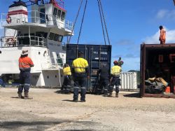 MV Sea Swallow (384 MT) landing barge at Port Maika, Misima Island
