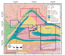 Montepuez gem-field and major players including Mustang’s Montepuez Ruby Project in blue