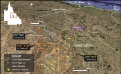 Map of permit areas with a series of currently identified sandstone leads and prospects marked
