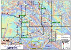 Aeromagnetic data (RTP 1VD) showing target in southwest corner of E09/2018