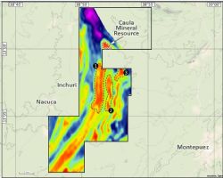 Potential of the larger Caula Project Area, SkyTEM Electromagnetic Signatures