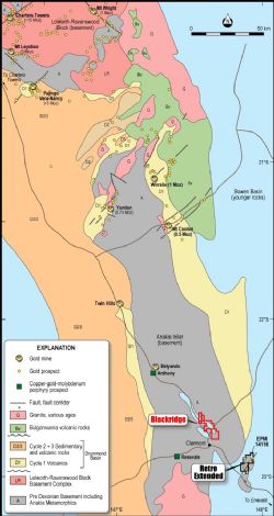 Location of the Blackridge and Clermont/Retro Projects in central Queensland.