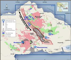 Misima Gold Project: simplified geology and exploration targets.