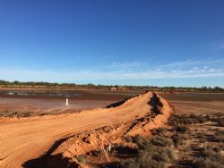 On-playa causeway developed to assess geotechnical properties of borrow material