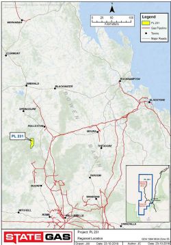 Location of PL 231 shown relative to regional gas pipeline infrastructure and towns.