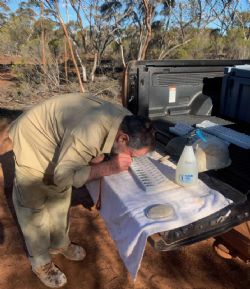 Dean Goodwin examining RC chip trays at Kat Gap