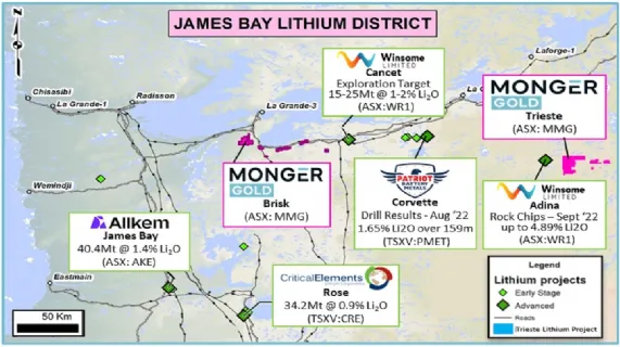 Acquires Trieste Lithium Project in James Bay Lithium District