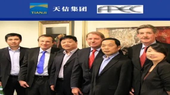 Apec Group's Colin Archer Introduces Tian Ji Group Representatives to Australian investment opportunities in resources. Pictured from left: Xue Lei, Vladimir David, Wang Zengjun, Tim Mckinnon, Li Jianwei, Colin Archer and He Ningli.