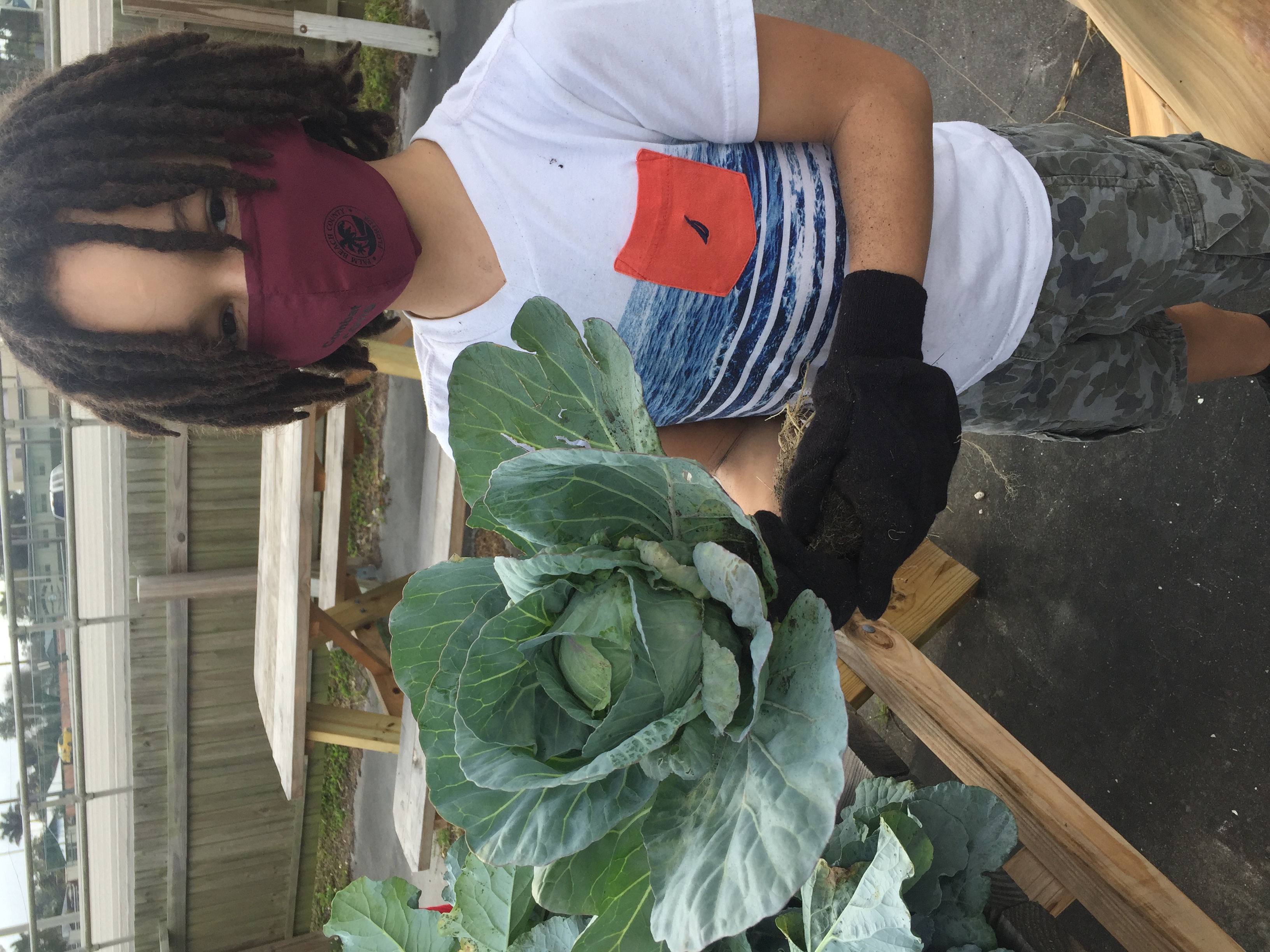 Community members in the garden