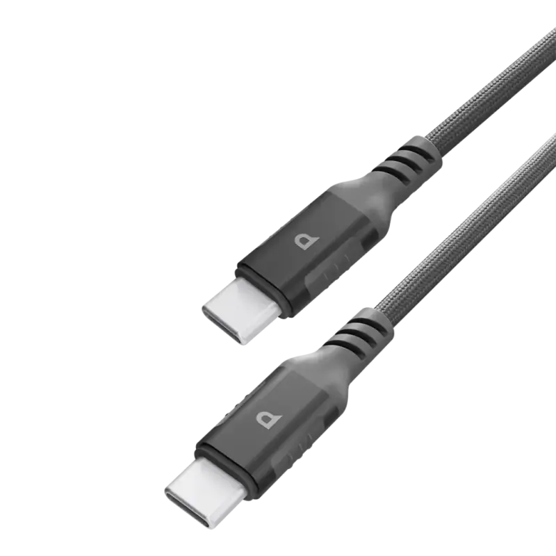 POWEROLOGY 60W USB-C TO USB-C V2.0 ALUMINUM PLUG NYLON BRAIDED CABLE 1.2 METER GRAY PCAB020LGY