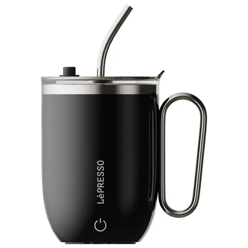 LEPRESSO Sip Spin Magnetic Auto Stirring BLACK Mug with Touch ButtonLPCFFASM0073BK