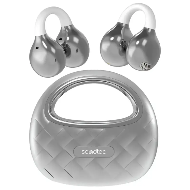 PORODO SOUNDTEC VOGUE OPEN-EAR CLIP-ON WIRELESS EARBUDS - SILVER PDSTYX65SL