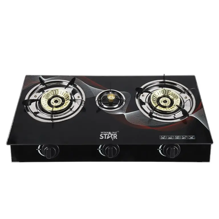 WINNING STAR GAS STOVE 3 BURNER GLASS ST-9655 MADE IN CHINA ( 1 YEARS WARRANTY )