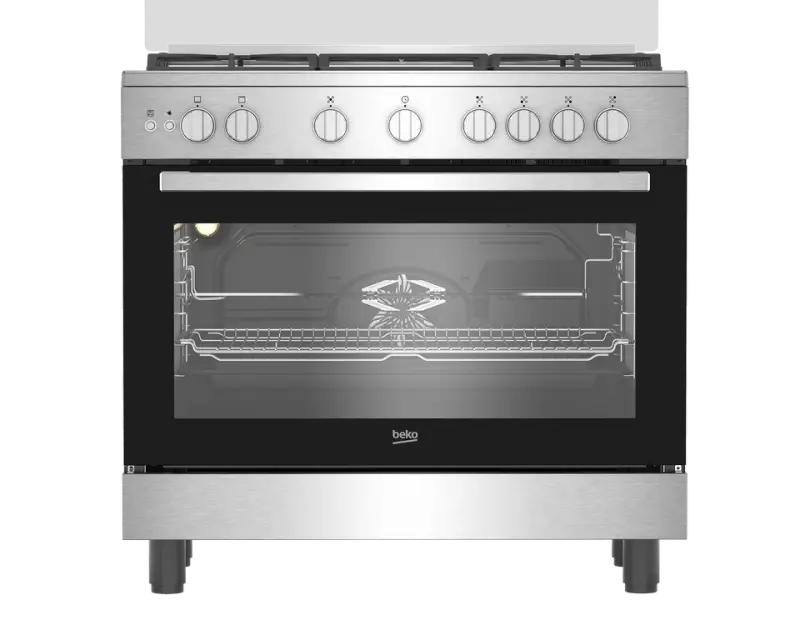 BEKO GAS COOKER 90 X 60 WITH FAN STEEL COLOR BGGR11127GX