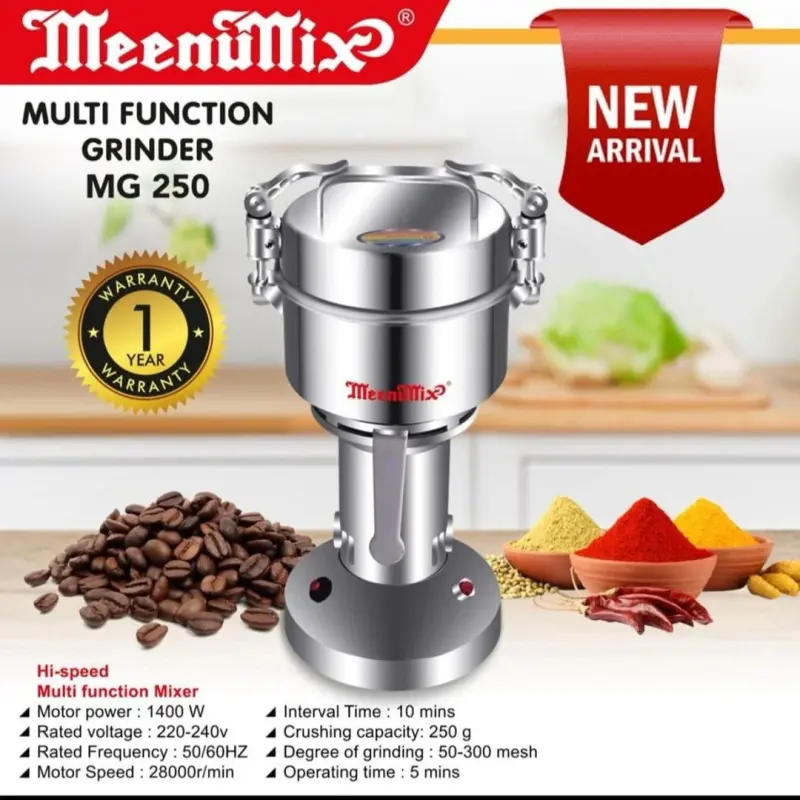 MEENUMIX MULTI FUNCTION GRINDER 1400W 250G MG250G MADE IN CHINA ( 1 YEARS WARRANTY )