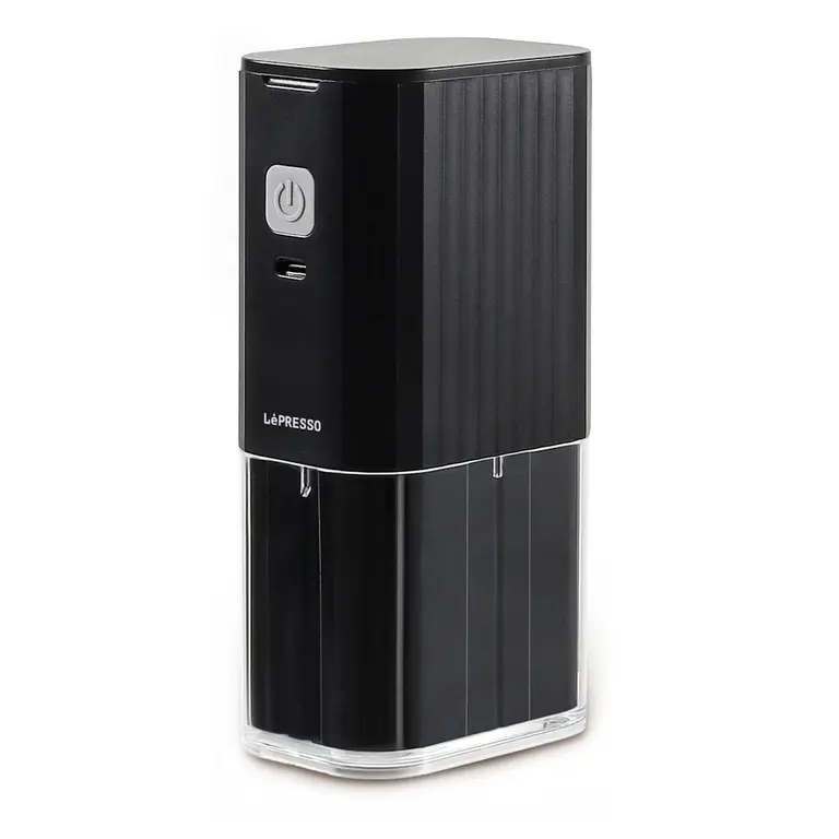 LEPRESSO RECHARGEABLE COFFEE GRINDER PORTABLE  800mAh, STAINLESS STEEL BURR, USB-C LPCFFJG0032BK