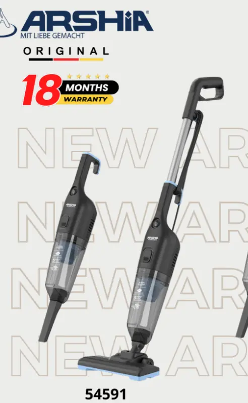 ARSHIA VACCUM CLEANER STIC 1000W 7M WARRANTY 18 MONTHS 54584