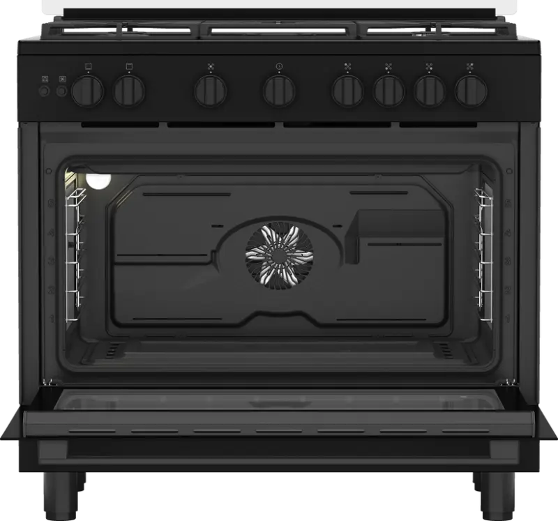 BEKO GAS COOKER 90 X 60 WITH FAN BLACK COOLOR BGGR11127GBA