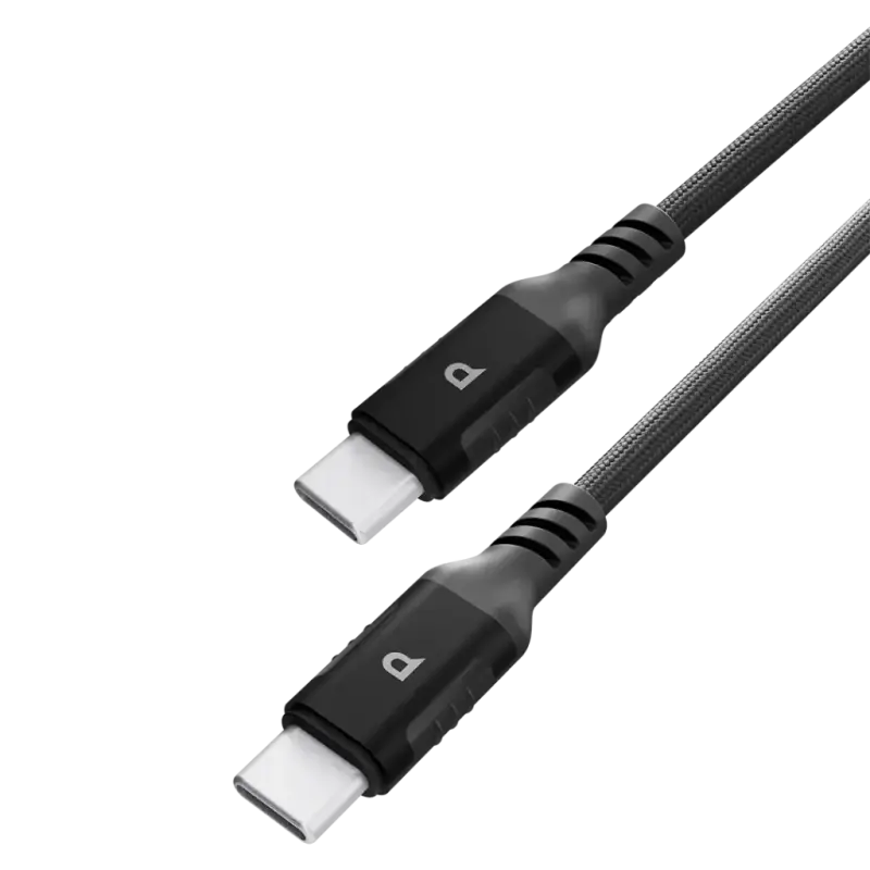 POWEROLOGY 60W USB-C TO USB-C V2.0 ALUMINUM PLUG NYLON BRAIDED CABLE 1.2 METER BLACK PCAB020BK