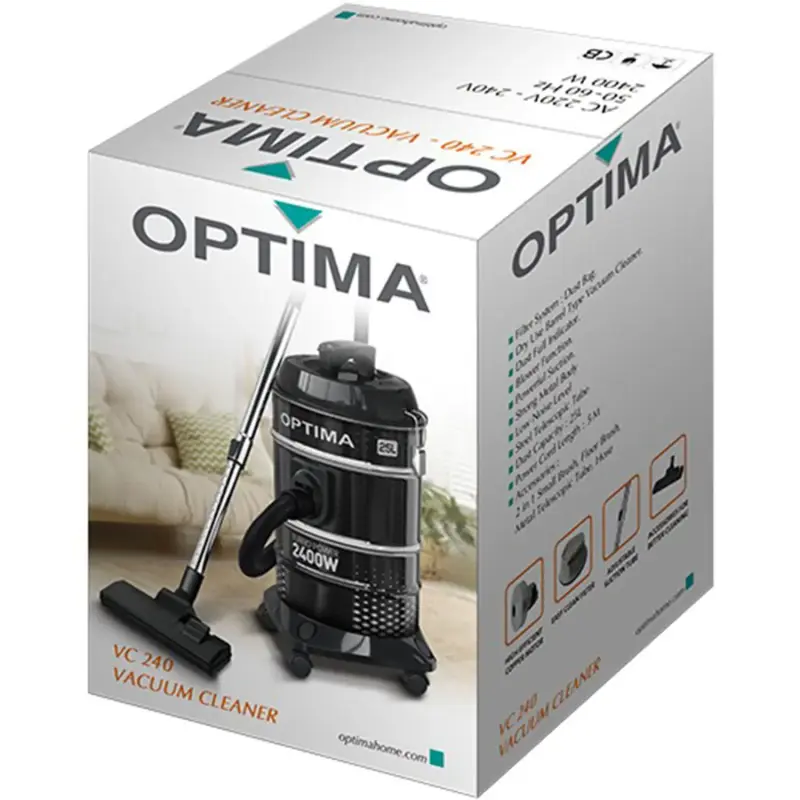 OPTIMA VACUUM CLEARNER DRUM 21 LTR 2400W VC240 MADE IN CHINA ( 1 YEARS WARRANTY )