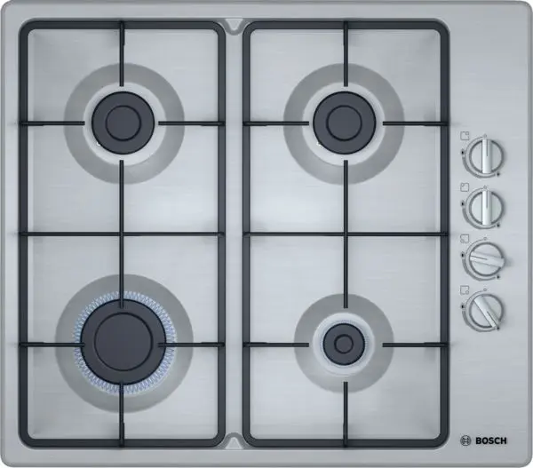 BOSCH BI GAS HOB 60 CM STEEL PBP6C5B62M MADE IN TURKEY ( 1 YEAR FULL WARRANTY )