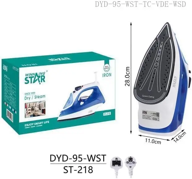 WINNING STAR STEAM IRON 2300W 300ML ST-218 MADE IN CHINA ( 1 YEAR FULL WARRANTY )