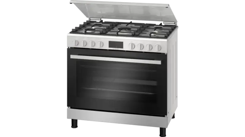 BOSCH GAS COOKER 90 X 60 WITH FAN DIGITAL TAIMMER HGW3ASQ50M MADE IN TURKEY ( 1 YEAR FULL WARRANTY )