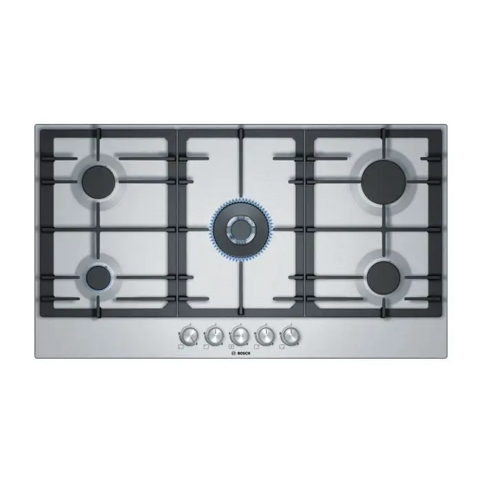 BOSCH BI GAS HOB 90 CM STEEL PCQ9B5O90M MADE IN SPAIN ( 1 YEAR FULL WARRANTY )
