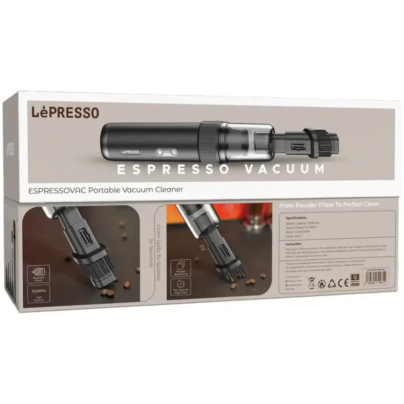 LEPRESSO ESPRESSO PORTABLE VACUUM CLEANER 15000Pa SUCTION & BLOWER WITH MULTIP 428182 LPCFFVC0061BK