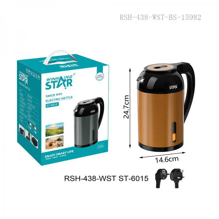 WINNING STAR KETTLE 3L 1500W ST-6015 MADE IN CHINA ( 3 MOUNT WARRANTY )