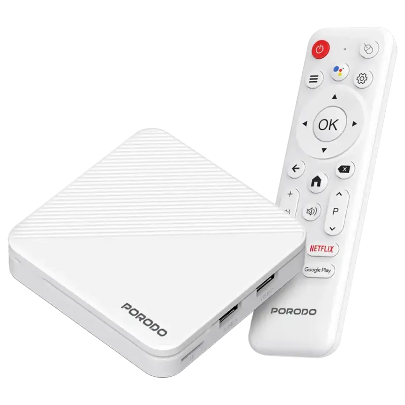 PORODO ECHOBOX ANDROID TV BOX WITH 4K ULTRA HD STREAMING - WHITE PDH96MAXWH